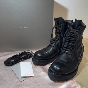 Rick Owens リックオウエンス low army boot アーミーブーツ RU18F1854-LCW サイドジップ レースアップ レザー コンバット 登坂広臣着