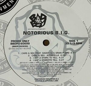 Notorious B.I.G. Cars & Sex / The Garden Freestyle US Original Promo盤 90's Hip Hop 2Pac Big Daddy Kane Grand Piba