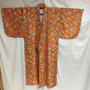 銘仙 袷 着物 絹 女性和装 和服 リメイク材料 生地取り ハンドメイド 古布 の画像6