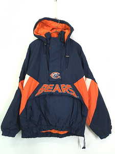 古着 90s STARTER NFL Chicago Bears ベアーズ ハーフジップ パデット ジャケット パーカー XL 古着