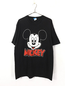 古着 90s USA製 Disney Mickey ミッキー BIG フェイス Tシャツ XL位 古着