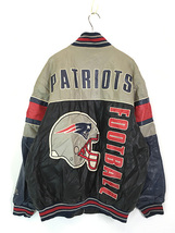 古着 NFL New England Patriots ペイトリオッツ パデット フェイクレザー ジャケット L 古着_画像3