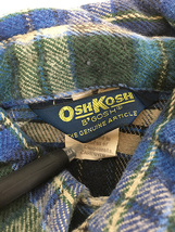 古着 80s Oshkosh B'gosh ブルー チェック ヘビー フランネル シャツ ヘビネル MR_画像5