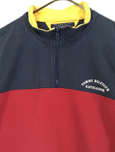 古着 90s TOMMY HILFIGER Navigator 紺×赤 バイカラー ハイネック ハーフジップ 長袖 Tシャツ L 古着_画像2