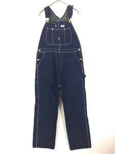  old clothes 80s USA made Dickies dark blue 100% cotton Denim Work overall overall W38 L32 mint!!