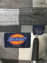 古着 80s Dickies 黒白 モノトーン ブロック チェック ヘビー フランネル シャツ ヘビネル XL Tall_画像8