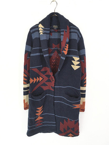 レディース 古着 Pendleton ネイティブ チマヨ ショールカラー コットン ウール ロング ニット カーディガン S 古着