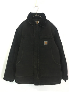 古着 80s USA製 Carhartt ブラック ダック パデット トラディショナル コート XL位 古着