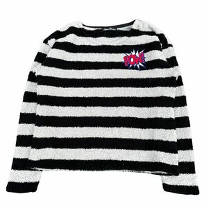 00s HYSTERIC GLAMOUR american comic big size border knit tops archive ヒステリックグラマー collection design japan y2k black white