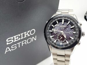 1000円スタート 腕時計 SEIKO セイコー ASTRON アストロン GPS SOLAR 7X52-0AA0 電波ソーラー ブラック文字盤 デイト メンズ 箱付 1 W218