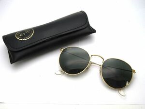 1000円スタート サングラス Ray-Ban レイバン B&R ゴールド ボストン型 ケース付 メンズ レディース ファッション アイウェア 2 X①933