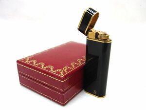 1000円スタート ガスライター Cartier カルティエ ローラー オーバル 楕円形 ブラック×ゴールド 着火未確認 箱付 喫煙グッズ 3 X①979