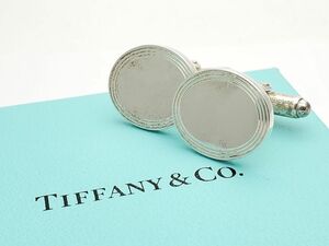 1000円スタート カフス TIFFANY&Co. ティファニー エンジン ターン 925刻印有 シルバー オーバル 紳士服飾小物 メンズアクセサリー 1 V201