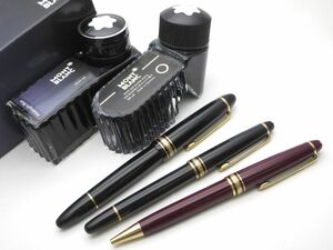 1000円スタート 万年筆&ボールペン 3点まとめ MONTBLANC モンブラン マイスターシュテュック No.146 ペン先14K ボトルインク付 WHO W60006