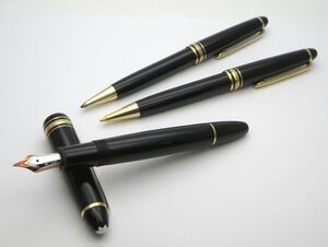 1000円スタート 万年筆/ボールペン/シャーペン 計3点 MONTBLANC モンブラン マイスターシュテュック ペン先14K ブラック 2 X60063