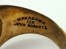 1000円スタート カレッジリング NAKAGAWA ナカガワ ジョンロバーツ 1978年 10K刻印有 ゴールド×ブルー 約17号 総重量約8.0g 指輪 2 X720_画像7