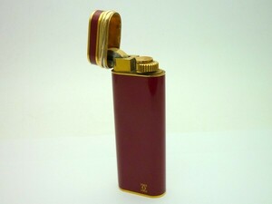 1000円スタート ガスライター Cartier カルティエ トリニティ オーバル ローラー ボルドー×ゴールド 着火未確認 喫煙グッズ TKG W712