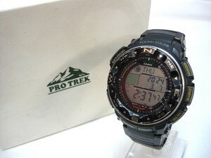 1000円スタート 腕時計 CASIO カシオ PROTREK 3258 PRW-2500 電波ソーラー マルチバンド6 タフソーラー デジタル ブラック メンズ 1 W①923