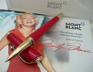 1000円スタート ボールペン MONTBLANC モンブラン ミューズ マリリンモンロー レッド パール ネーム入り 付属品有 文房具 WHO X10006