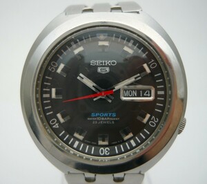 1000円スタート 腕時計 SEIKO セイコー 5SPORTS ファイブスポーツ 7S36-0060 自動巻 AT ブラック文字盤 デイデイト 復刻版? WHO X10034