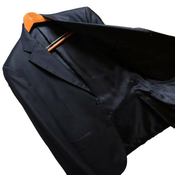 ハンドメイド◎ビエラの名門「LUCANO BARBERA/ルチアーノバルベラ」本物のサルトリア仕立てによる春夏向け ウール ブラック スーツ 50 XL