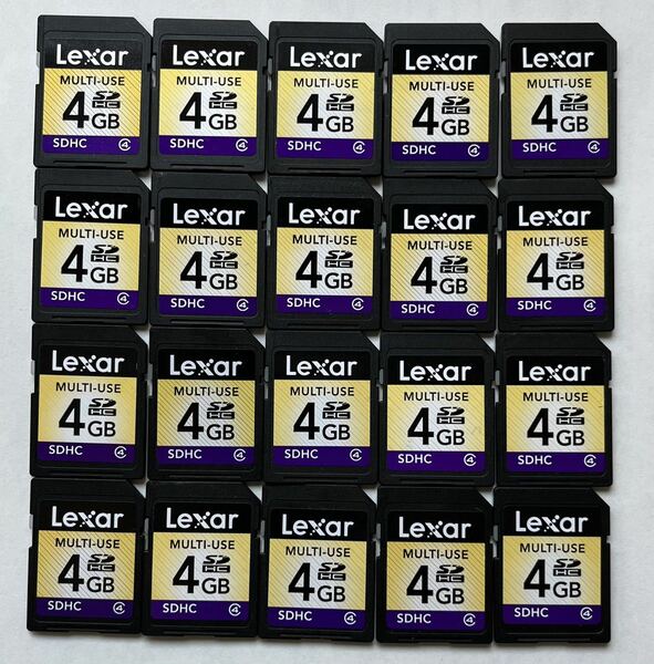 ★送料無料★ Lexar/レキサー SDカード 4GB 20枚まとめ売り メモリーカード/DS/Wii/PC/デジカメ等に フォーマット済み動作品