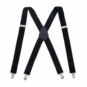 【新品】 サスペンダー X型 レギュラーサイズ 太さ3.5センチ Elastic X-Back Pant Suspenders ブラック 黒色【送料無料】