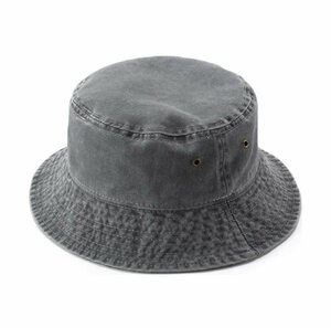 新品: ウォッシュドコットン バケット ハット Bucket Hat　(グレー 色）【送料無料】