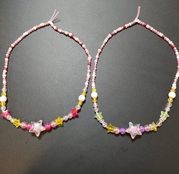 おほしさま ビーズネックレス ハンドメイド