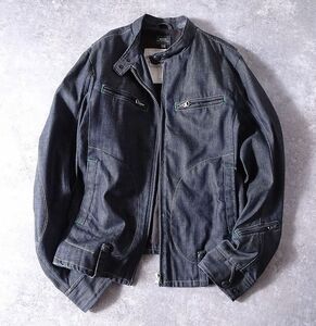 G-STAR RAW ジースター MOTOR JKT デニム シングル ライダース ジャケット 立体裁断 モーター ブルゾン メンズ (M) インディゴ ●o-904