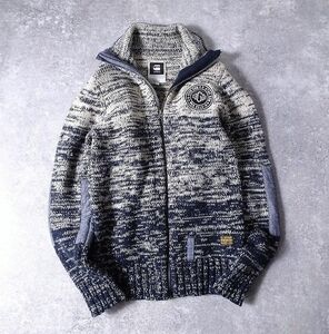 G-STAR RAW ジースター ARIZONA VEST KNIT グラデーション シップ ニット ジャケット エルボーパッチ ワッペン セーター メンズ (M) o-907