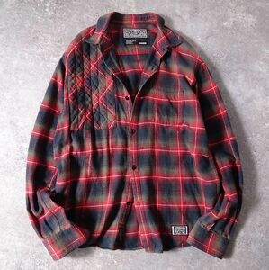 NEIGHBORHOOD ネイバーフッド OWEN/C-SHIRT.LS チェック シャツ ショルダー エルボーパッチ ワッペン 長袖 (M) レッド/グリーン系 ●o-884