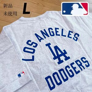 希少【L】MLB 公式 ドジャース ビッグシルエット 刺繍デザイン 綿100% 半袖 Tシャツ●大谷翔平 メンズ レディース ユニフォーム LL XL