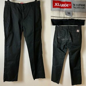 ★【国内正規品 USED品 名作】X-LARGE エクストラ ラージ コットン100％ 背面ロゴ ストレート テーパード チノパン ブラック パンツ W32