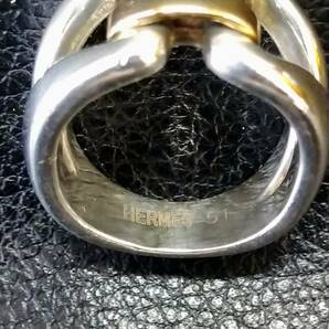 【HERMES】エルメス ヒストリーリング 51号 SV925 K18 コンビ Hロゴ 約10.3g【ブランド アクセサリー ジュエリー レディースー 指輪 金】3の画像4