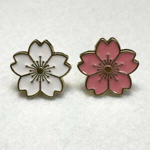 【ピンバッジ】桜 さくら 和風 ピンク 白 2個セット