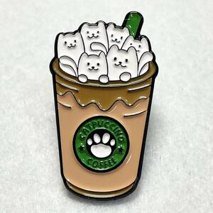 【ピンバッジ】猫 ねこ カプチーノ CATPUCCINO COFFEE たくさんのにゃんこ