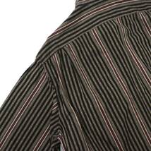 [L] 60s Nicola Mancini インド綿 ストライプ シャツ ブラック グレー 織り柄 総柄 ボーダー ビンテージ vintage 50s_画像6