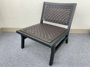 ③ Cassina ixc. /カッシーナ・イクスシー East by Eastwest CACTO(カクト) レザー ラウンジチェア 椅子 ローチェア 革編み 木製フレーム