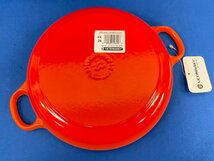 未使用☆LE CREUSET/ル・クルーゼ 両手鍋 口の広さ：(約)22cm オレンジ ビュッフェ キャセロール 調理器具_画像6