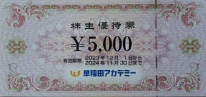 早稲田アカデミー ♪ 株主優待券 \5000 早稲田 アカデミー 株主優待 2024/11/30まで