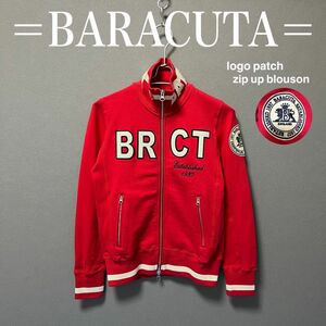 【美品】BARACUTA バラクータ ロゴ ワッペン 刺繍 ブルゾン S 赤 フルジップ スウェット トラックジャケット スポーツ