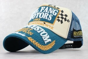 ★EVIL FANG MOTORS Checkered Flag メッシュキャップ メンズ レディース バイカー アメカジ 野球帽 B★