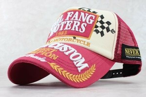 ★EVIL FANG MOTORS Checkered Flag メッシュキャップ メンズ レディース バイカー アメカジ 野球帽 R★