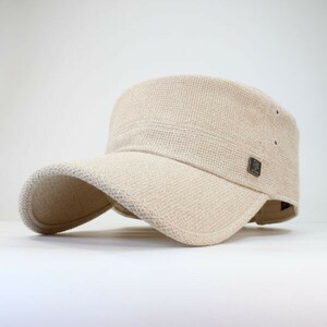 大きいサイズ XL MQUM シンプル ジュート 麻 ワークキャップ　アイボリー 帽子 メンズ 　レディース ヴィンテージ 新作