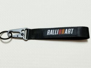 RALLIART キーホルダー ブラック ストラップ ラリーアート MITSUBISHI 三菱 ランサー ランエボ デリカ EK