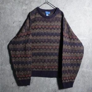 “TOWNCRAFT” Multicolor Gradient Design Knit 90's