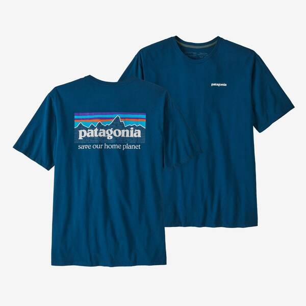 新品未使用！ パタゴニア P6ロゴ ミッションオーガニック Tシャツ ラゴムブルー 青 Sサイズ 半袖 Patagonia Organic アウトドア キャンプ
