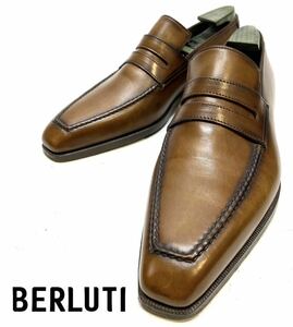 BERLUTI ANDY レザーモカシンシューズ ベルルッティ アンディ ローファー スリッポン 革靴 ドレスshoes ビジネス ブラウン パティーヌ