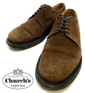 church's 5都市刻印 スエードレースアップシューズ チャーチ 革靴 オックスフォード ダービー SUEDE SHOES プレーントゥ ブラウン